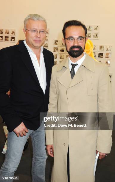 Alexander and Evgeny Lebedev attend the private view of the Frieze Art Fair, at Regent's Park on October 14, 2009 in London, England.