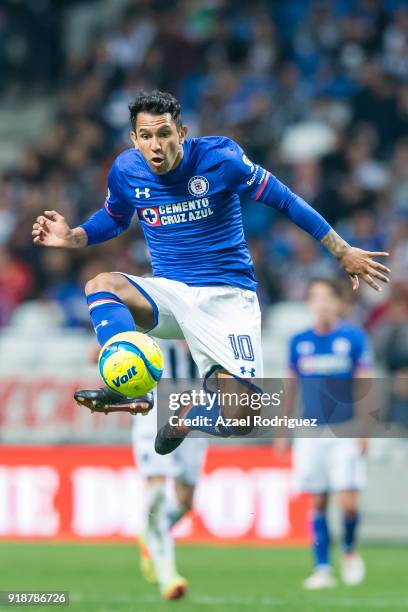 Walter Montoya of Cruz Azul controls the ball during the 7th round match between Monterrey and Cruz Azul as part of the Torneo Clausura 2018 Liga MX...