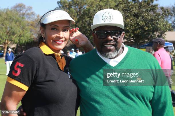 Actress Kathleen Bradley and comedian Cedric The Entertainer attends the Golf Beef 4 Honoring Cedric The Entertainer and Gary Payton The Glove at...