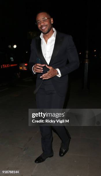 Reggie Yates attends the Dunhill & GQ pre-BAFTA filmmakers dinner and party co-hosted by Andrew Maag & Dylan Jones at Bourdon House on February 15,...