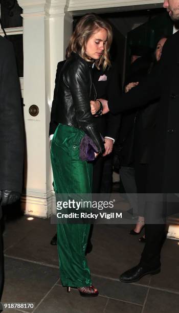 Cressida Bonas attends the Dunhill & GQ pre-BAFTA filmmakers dinner and party co-hosted by Andrew Maag & Dylan Jones at Bourdon House on February 15,...