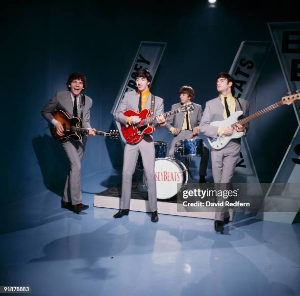 Aaron Williams, Tony Crane, John Banks and John Gustafson of the Merseybeats perform on Thank Your Lucky Stars television show filmed in Birmingham,...