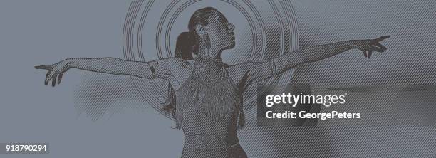 hispanic woman latin dancing - salsa dancing stock illustrations