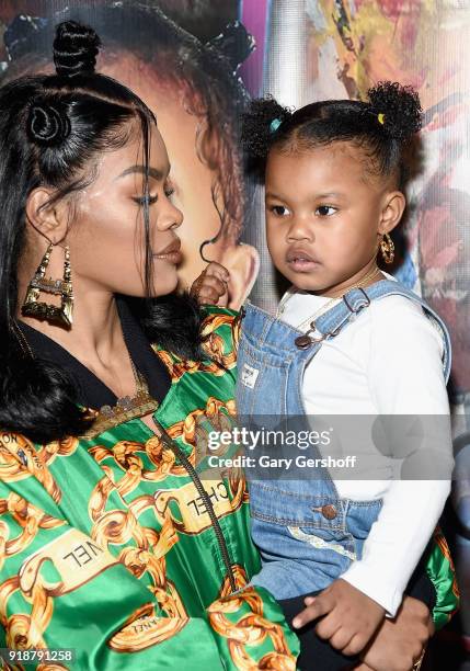 Teyana Taylor and Junie Shumpert attend the Junie Bee Nail Salon grand opening on February 15, 2018 in New York City.