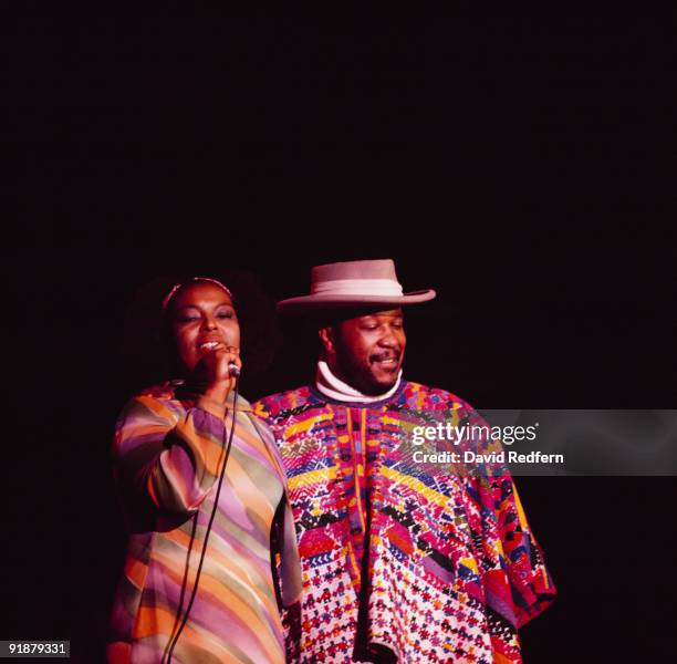 Roberta Flack and Les McCann perform on stage at Yankee Stadium as part of the Newport Jazz Festival held in New York City on July 08, 1972.