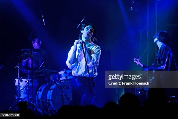 Singer Chris Caines of the British band Coasts performs live on stage in support of The Hunna during a concert at the Lido on February 15, 2018 in...