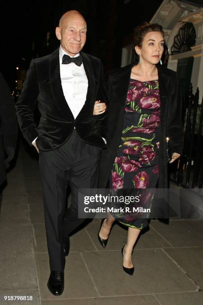 Sir Patrick Stewart attending the Dunhill and Dylan Jones Pre-BAFTA Filmmakers Dinner on February 15, 2018 in London, England.