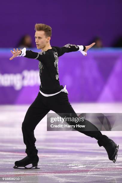 Michal Brezina of the Czech Republic competes during the Men's Single Skating Short Program at Gangneung Ice Arena on February 16, 2018 in Gangneung,...