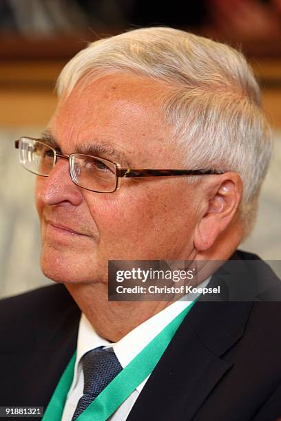 Theo Zwanziger, president of the German Football Association looks on during the honourations of the DFB Award Club 100 at the restaurant Raute at...