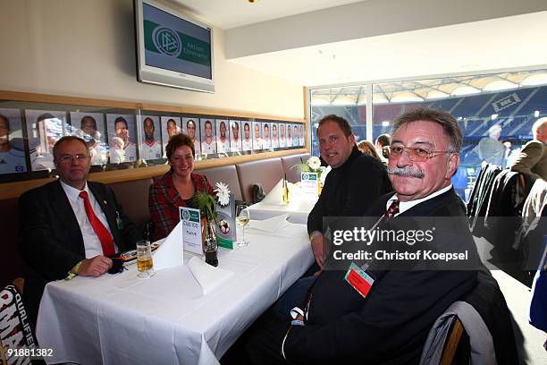 The audience is pictured during the honourations of the DFB Award Club 100 at the restaurant Raute at the HSH Nordbank Arena Hamburg on October 14,...