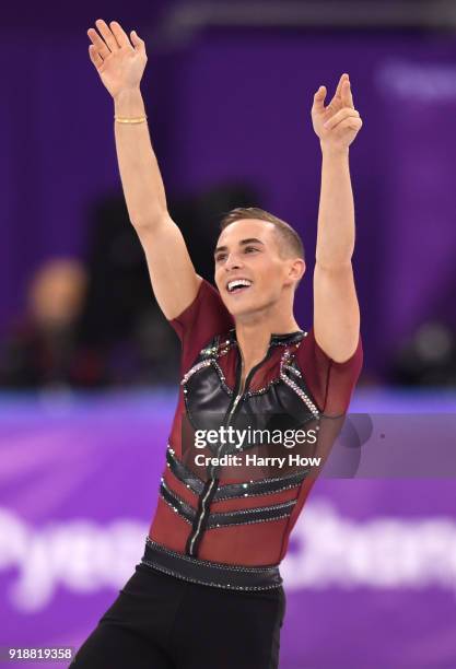 Adam Rippon of the United States competes during the Men's Single Skating Short Program at Gangneung Ice Arena on February 16, 2018 in Gangneung,...