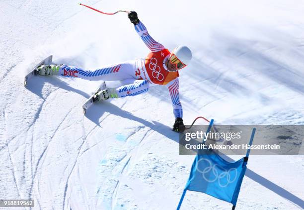 Jared Goldberg of the United States competes during the Men's Super-G on day seven of the PyeongChang 2018 Winter Olympic Games at Jeongseon Alpine...