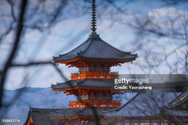 kiyomizu-dera temple on winter g time in kyoto, japan. - kiyomizu temple stock pictures, royalty-free photos & images