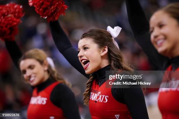 Cincinnati Bearcats cheerleader is seen during the game against the UCF Knights at BB&T Arena on February 6, 2018 in Highland Heights, Kentucky.