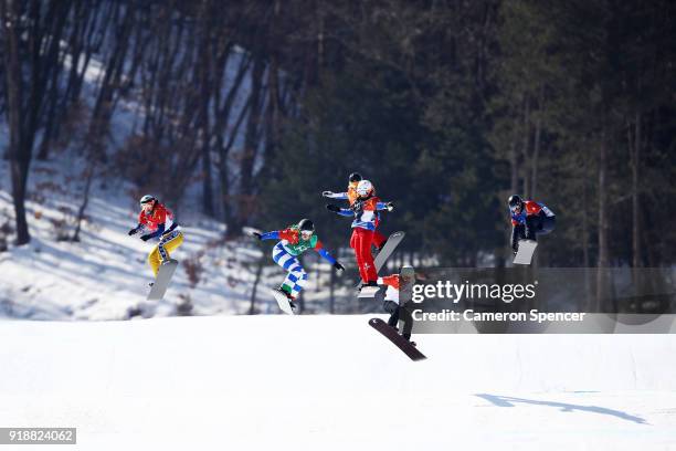 Lindsey Jacobellis of the United States , Michela Moioli of Italy , Julia Pereira De Sousa Mabileau of France , Chloe Trespeuch of France , Alexandra...