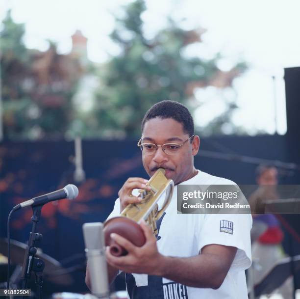 Jazz musician Wynton Marsalis performs on stage in the 1980's.