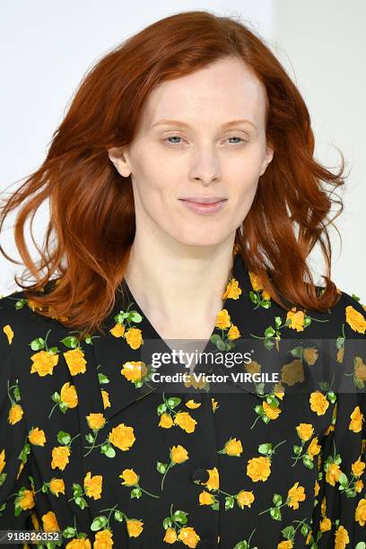 Karen Elson walks the runway at the Michael Kors Ready to Wear Fall/Winter 2018-2019 fashion show during New York Fashion Week on February 14, 2018...