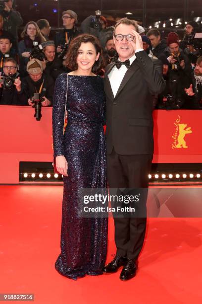 Hungarian actress Dorka Gryllus and German actor Sebastian Koch attend the Opening Ceremony & 'Isle of Dogs' premiere during the 68th Berlinale...