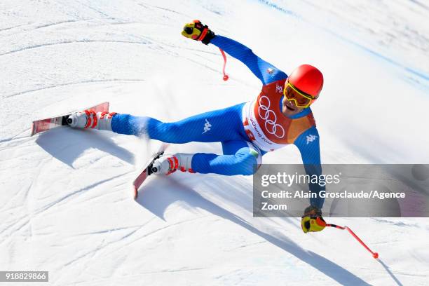 Christof Innerhofer of Italy competes during the Alpine Skiing Men's Super-G at Jeongseon Alpine Centre on February 16, 2018 in Pyeongchang-gun,...