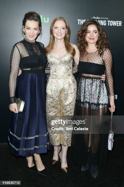 Virginia Kull, Wrenn Schmidt and Jamie Neumann attend Hulu's "The Looming Tower" Series Premiere at The Paris Theatre on February 15, 2018 in New...