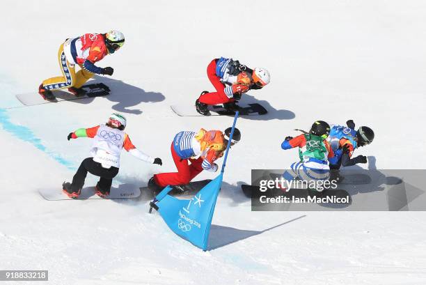 Michela Moioli of Italy, Julia Pereira de Sousa Mabileau of France, Eva Samkova of Czech Repbublic, Lindsay Jacobellis of United States, Chloe...