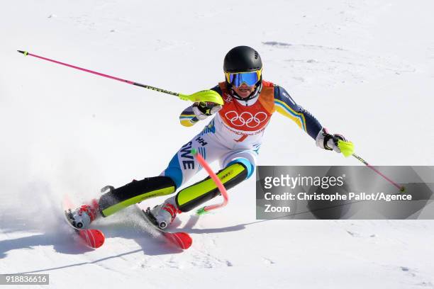 Frida Hansdotter of Sweden competes during the Alpine Skiing Women's Slalom at Yongpyong Alpine Centre on February 16, 2018 in Pyeongchang-gun, South...