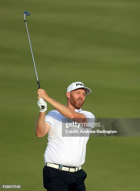 Adam Bland of Australia on the par four 6th hole during the second round of the NBO Oman Open at Al Mouj Golf on February 16, 2018 in Muscat, Oman.