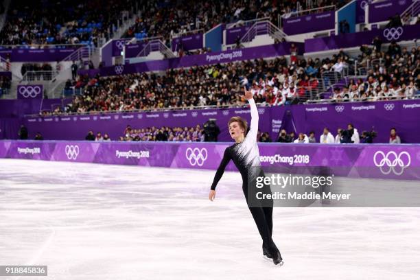 Mikhail Kolyada of Olympic Athlete from Russia competes during the Men's Single Skating Short Program at Gangneung Ice Arena on February 16, 2018 in...