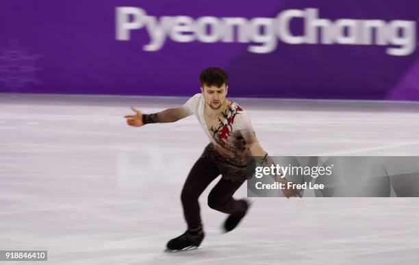 Misha Ge of Uzbekistan competes during the Men's Single Skating Short Program at Gangneung Ice Arena on February 16, 2018 in Gangneung, South Korea.