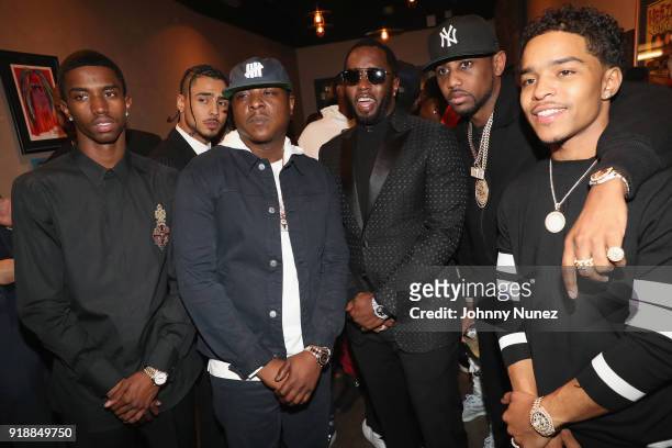 Christian Combs, Quincy Brown, Jadakiss, Sean Combs, Fabolous and Justin Dior Combs attend the 2018 Global Spin Awards at The Novo by Microsoft on...