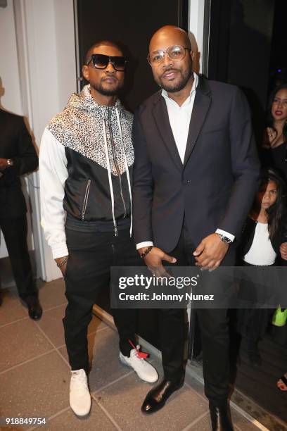 Usher and D Nice attend the 2018 Global Spin Awards at The Novo by Microsoft on February 15, 2018 in Los Angeles, California.