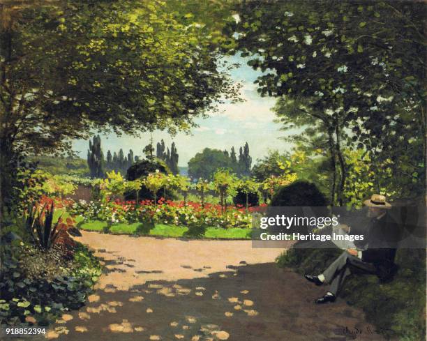 Adolphe Monet in the Garden of Le Coteau at Sainte-Adresse, 1867. Found in the collection of The Larry Ellison Collection.