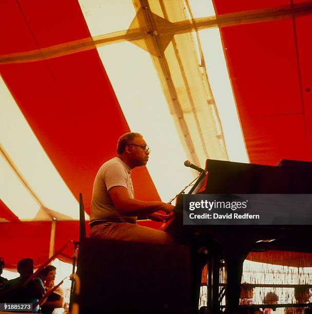 Ellis Marsalis performs on stage at the New Orleans Jazz and Heritage Festival in New Orleans, Louisiana on May 02, 1987.