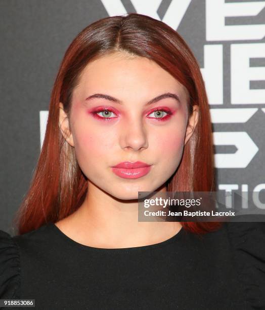 Caitlin Carmichael attends the ROOKIE USA Fashion Show at Milk Studios on February 15, 2018 in Hollywood, California.