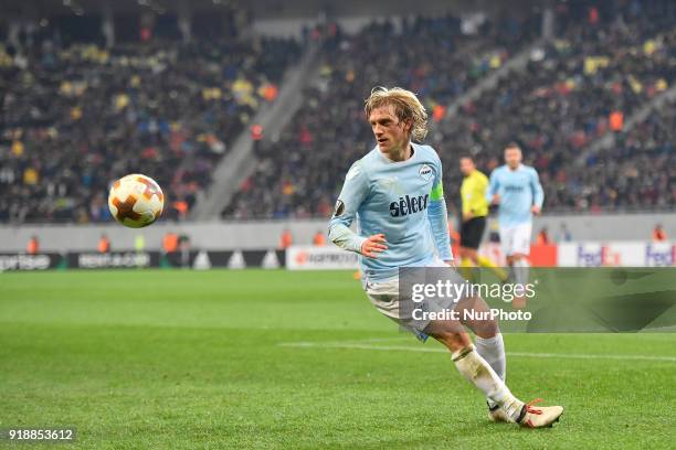 Lazio's Dusan Basta during UEFA Europa League Round of 32 match between Steaua Bucharest and Lazio at the National Arena on February 15, 2018 in...