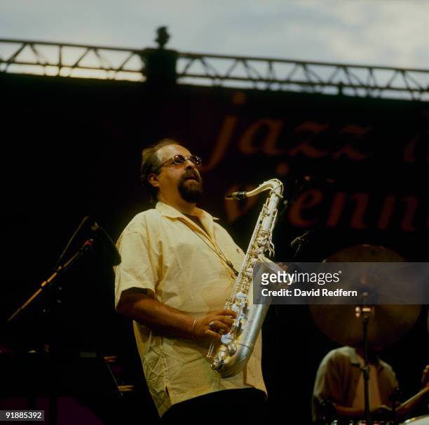 Saxophonist Joe Lovano performs on stage at the Jazz A Vienne Festival held in Vienne, France in July 1999.