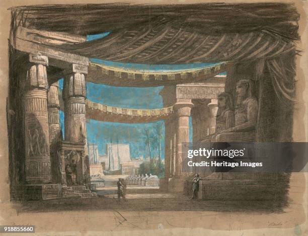 Set design for the Opera Aida by Giuseppe Verdi, Théâtre de l'Opéra, Cairo, 24.12.1871, 1871. Private Collection.