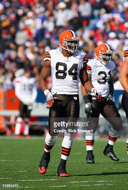 Robert Royal of the Cleveland Browns looks on during a break in NFL game action against the Buffalo Bills at Ralph Wilson Stadium on October 11, 2009...