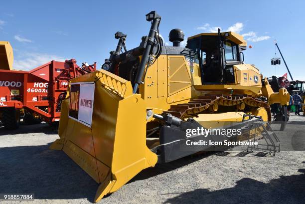Largest John Deere 1050K crawler dozer on display during the 51st World Ag Expo on February 13, 2018 at the International Agri-Center in Tulare, CA.