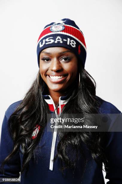 United States Women's Bobsled team member Aja Evans poses for a portrait on the Today Show Set on February 15, 2018 in Gangneung, South Korea.
