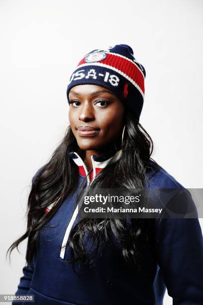 United States Women's Bobsled team member Aja Evans poses for a portrait on the Today Show Set on February 15, 2018 in Gangneung, South Korea.