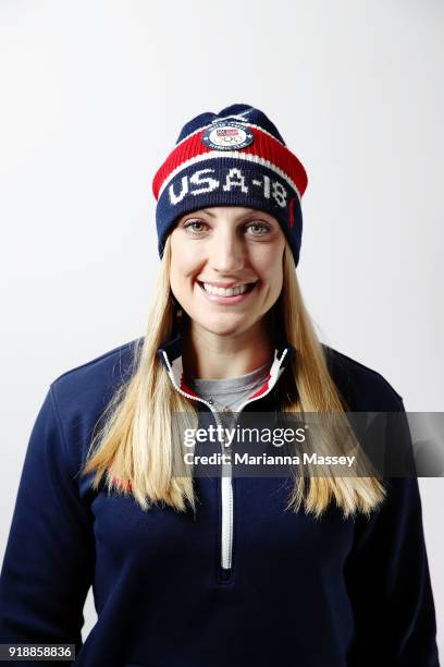 United States Women's Bobsled team member Jamie Greubel Poser poses for a portrait on the Today Show Set on February 15, 2018 in Gangneung, South...