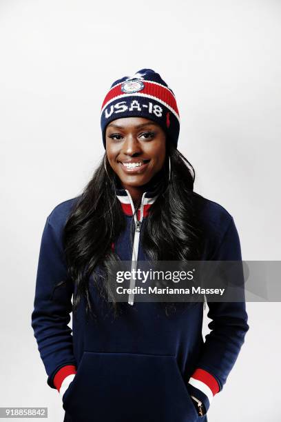 United States Women's Bobsled team member Aja Evans poses for a portrait on the Today Show Set on February 15, 2018 in Gangneung, South Korea.