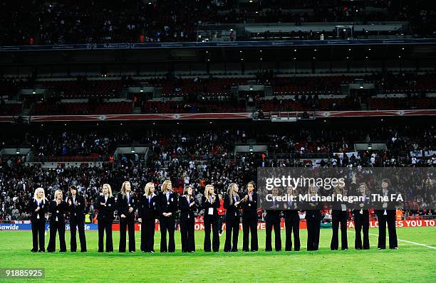 England Women's Team are acknowledged by the fans for second place in the Euroipean Championships during the FIFA 2010 World Cup Group 6 Qualifying...