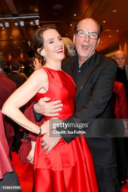 German actor Herbert Knaup and his wife Christiane Knaup attend the opening party of the 68th Berlinale International Film Festival Berlin at...