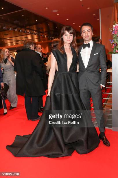 German actress Ina Paule Klink and her partner German actor Nikolai Kinski attend the opening party of the 68th Berlinale International Film Festival...