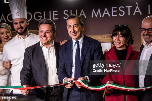 Giuseppe Sala, major of Milano, attends Salon du Chocolat in Milano, on February 13 2018