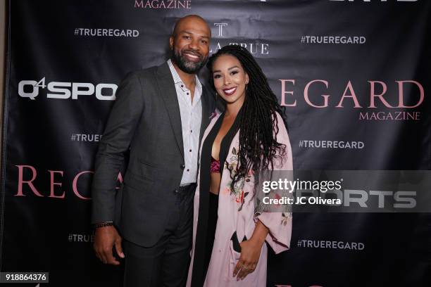 Derek Fisher and Gloria Govan attend Regard Magazine 2018 NBA All-Star Pre-Party hosted by Derek Fisher at Soho House on February 15, 2018 in West...