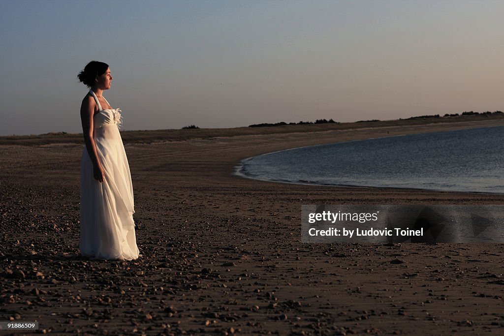 A bride on the beach