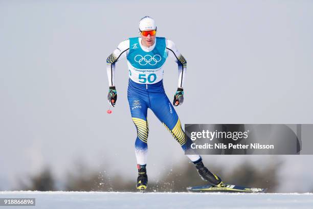 Daniel Rickardsson of Sweden during the mens Cross Country 15k free technique at Alpensia Cross-Country Centre on February 16, 2018 in...